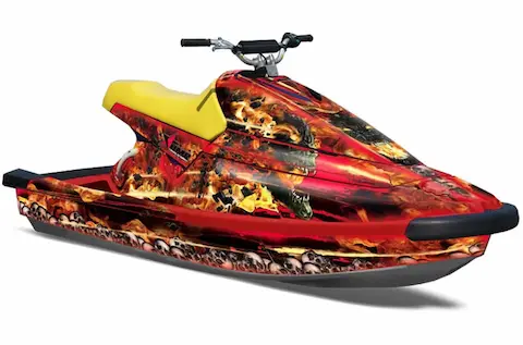 Yamaha Wave Blaster with the Firestorm Red graphic kit