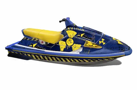 Yamaha Wave Raider with the Meltdown Blue graphic kit
