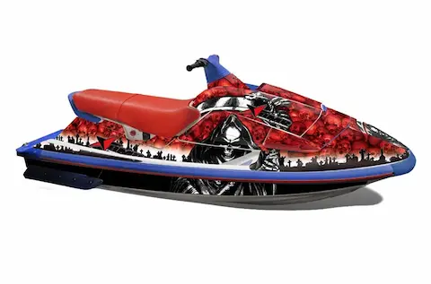 Yamaha Wave Raider with the Reaper Red graphic kit