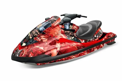 Yamaha Wave Runner with the Mad Hatter Red graphic kit